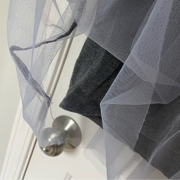 TORRID • Gray Silver Mesh Tulle Layered Midi Pencil Skirt - Picture 2 of 5